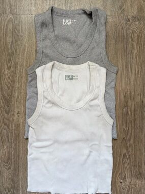 Harlow Women’s Ribbed Tank Top Duo - Gray & White - Size S